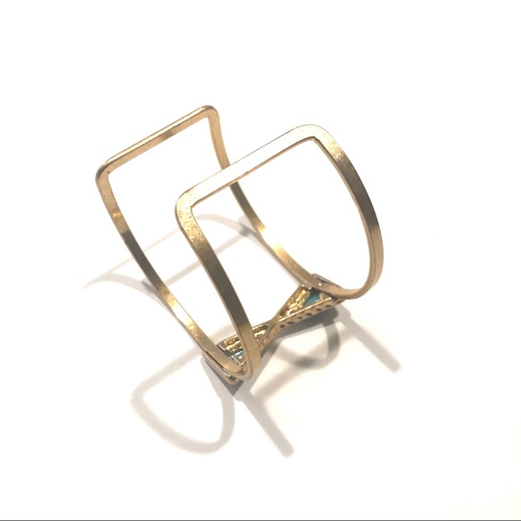 GoldTone Turquoise Statement Cuff Bracelet - Picture 3 of 3